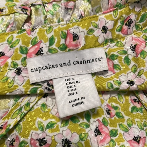 Cupcakes & Cashmere Lime Green Floral Long Sleeve Blouse - Picture 6 of 7